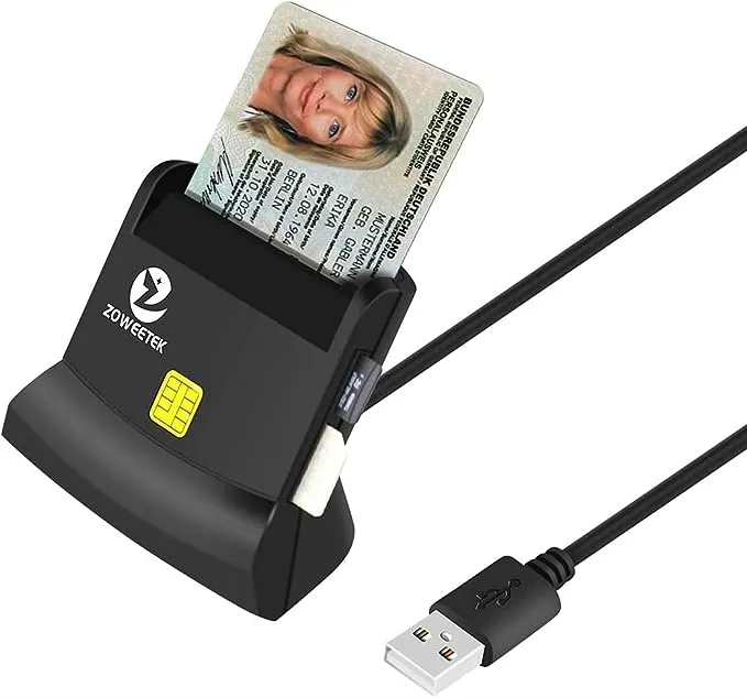 Zoweetek Multi-Function CAC Card Reader, Can Read DOD Military Common Access Smart Card, ID Card, SD, SDHC, SDXC, Micro SD/T-flash, MMC, Micro SDHC, Micro SDXC and SIM