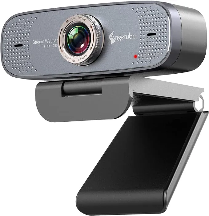 Angetube 1080P Webcam PC Web Camera for Computer HD Webcam with Microphone - PC Camera with 90-Degree Wide Angle Webcam, Plug and Play USB Webcam for Zoom | Skype | Teams | Streaming | Video Calling