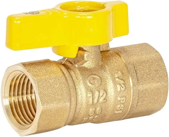 Eastman 1/2 Inch FIP Straight Gas Ball Valve with 1/4-Turn Handle, Brass Plumbing Fitting, 60009