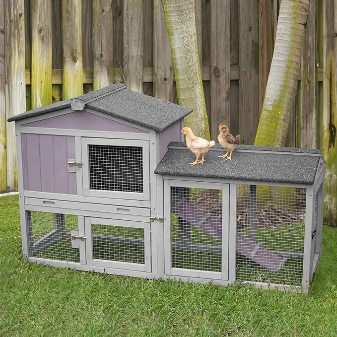 Aivituvin Chicken Coop for 2 Chickens, Wooden Duck House Outdoor Hen House Poultry Quail Cage-Expandable Design