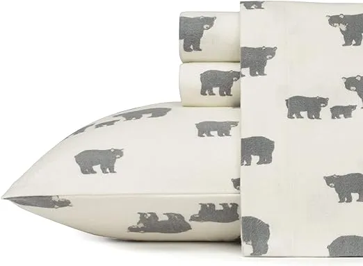 Eddie Bauer Bear Family Flannel Sheet Set, Twin, Cotton