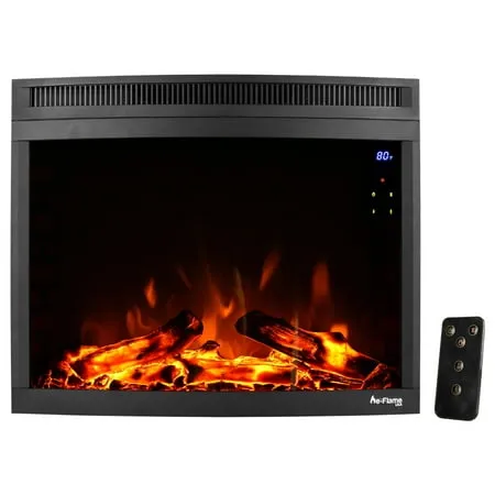 Edmonton 28-inch Curved LED Electric Fireplace Stove Insert with Remote - 3-D Log and Fire Effect