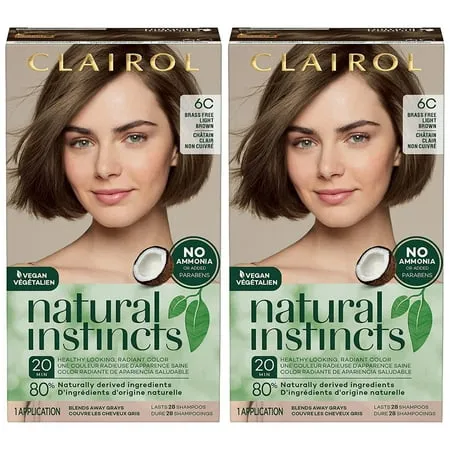 Clairol Natural Instincts Demi-Permanent Hair Dye, 6C Light Brown Hair Color, Pack of 3