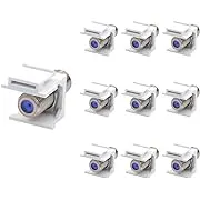 VCE Coax Keystone Jack Insert 10-Pack, 3GHz Coaxial Cable Connector, F-Type RG6 Cable Extender Female to Female for Wall Plate and Patch Panel, Nickel-Plated