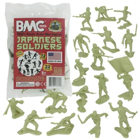 BMC Classic Marx Japanese Plastic Army Men - 32pc WW2 Soldier Figures Made in USA