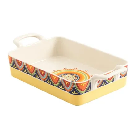 Bico Tunisian Stoneware Baking Dish, Lasagna Pan, Medium Rectangular Baking Pan,