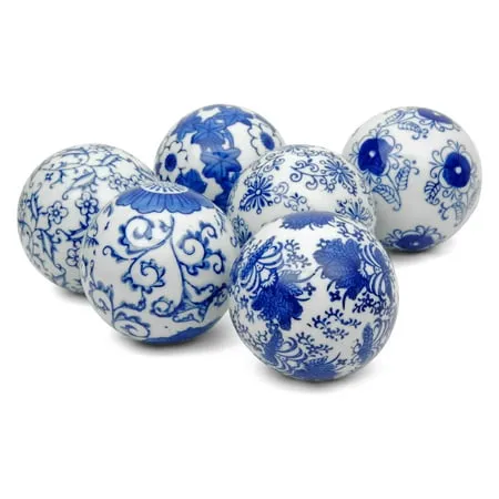 Red Lantern BW-BALL2-BLU Set of Porcelain Balls, Blue & White, 8 Count