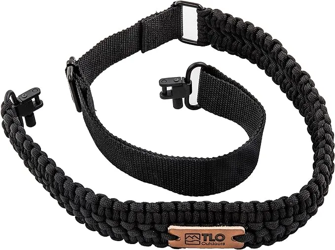 TLO Outdoors Paracord Gun Sling - Tactical 2-Point Rifle Sling, Extra Wide, Adjustable Strap with Swivels for Rifle, Shotgun, and Crossbow for Hunting, Shooting, Gun Safety (550 Rated Nylon)