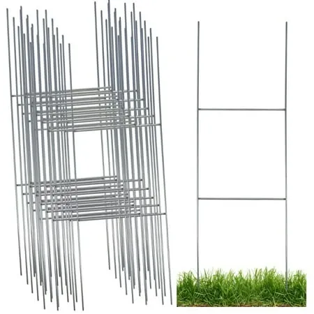 Sturdy Metal Wire Step Stake Frame for Yard Signs 10 x 24 inch H Frame Wire Sign Spikes (1 Pack) (S24)