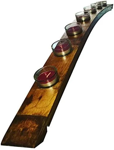 Wine Barrel Stave Candle Holder 34 Inches Long, Handmade 7 Candles. Glass Included.