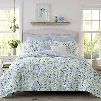 Laura Ashley Nora 7-Piece Comforter Set - Twin - Blue