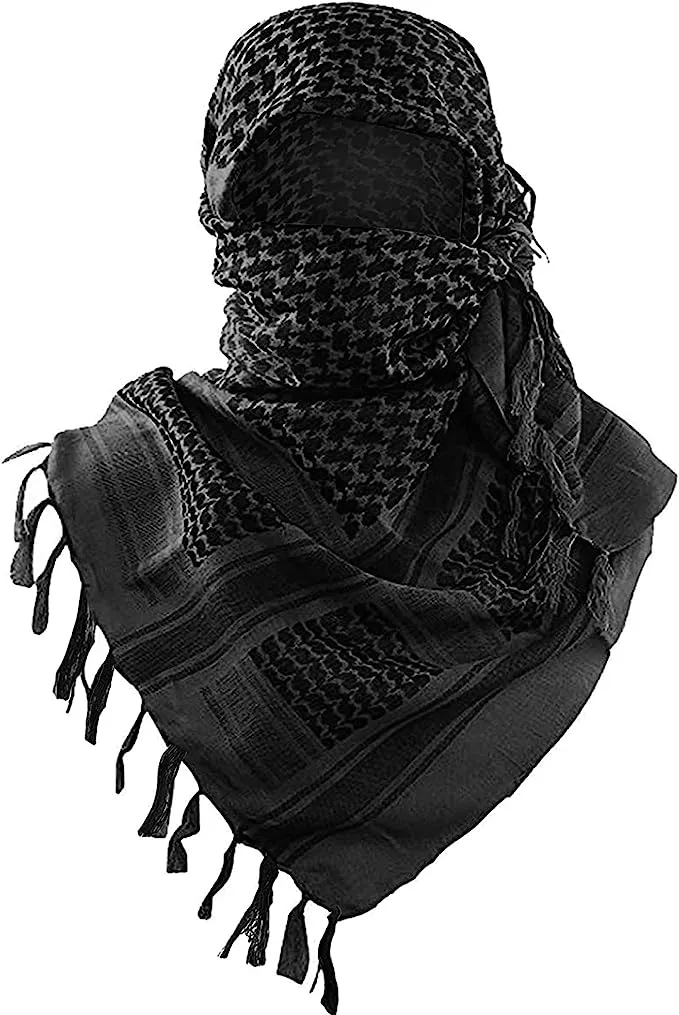 Luxns Military Shemagh Tactical Desert Scarf / 100% Cotton Keffiyeh Scarf Wrap for Men And Women