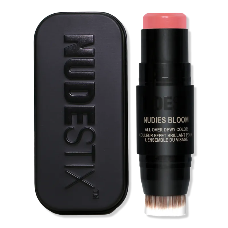 Nudestix Nudies Bloom Dewy and Radiant Cream Blush 3-in-1 All Over Face Colour For Cheeks, Eyes and Lips w/Blending Brush (Cherry Blossom Babe)