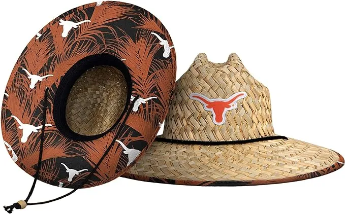 FOCO Men's NCAA College Team Logo Floral Lifeguard Beach Straw Sun Hat