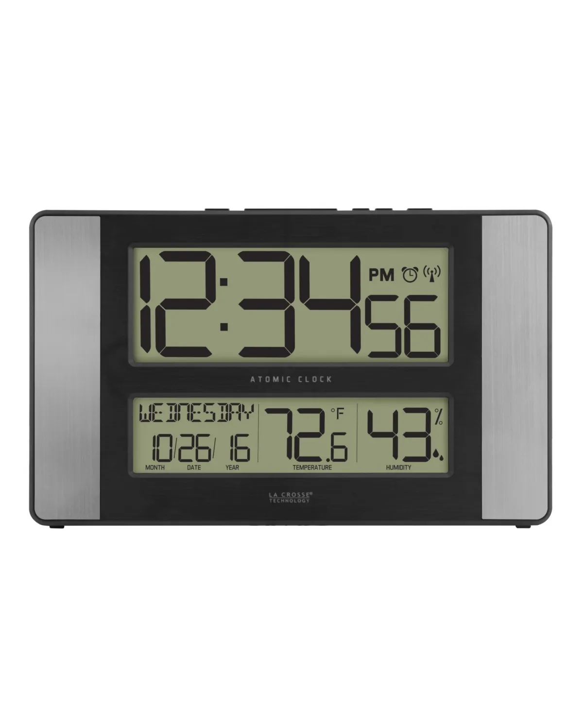 La Crosse Technology 513-1417AL-INT Atomic Clock w Outdoor Temp, Grey/Black