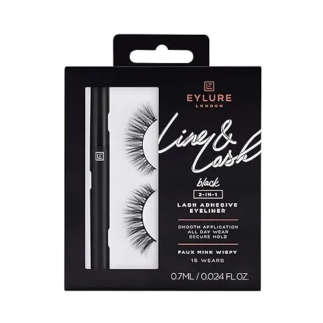 Eylure London Line &amp; Lash black 2 In 1 Lash Adhesive Eyeliner Faux Mink Wispy