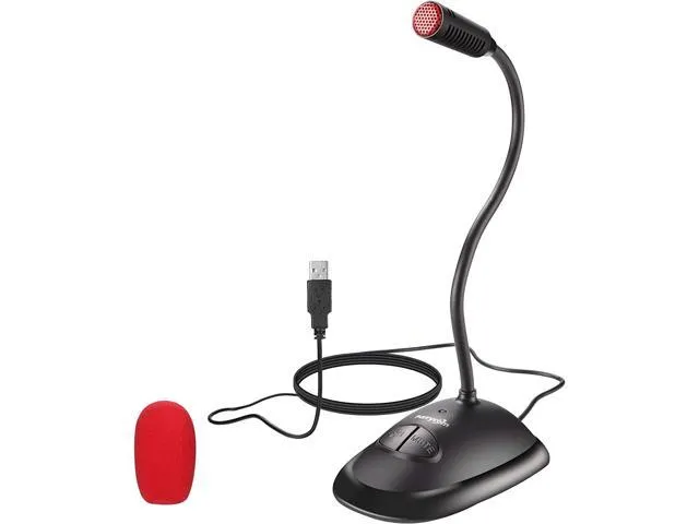 CMTECK USB Computer Microphone, Plug &Play Desktop Omnidirectional Condenser PC Laptop Mic, Mute Button with LED Indicator, Compatible with Windows/Mac, Ideal for YouTube, Skype, Recording, Games