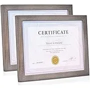 Emfogo Picture Frames 8.5x11 Certificate Frames Diploma Frame with Stand Rustic Wood Document Frames with High Definition Glass for Wall or Tabletop Display Set of 2 Vintage Walnut