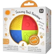 caaocho Pure Natural Rubber Sensory Ball Rainbow 3" - Sealed Hole, BPA Free Baby Ball Toy, for Sensory Play, for Sensory Development, Hole Free Baby Toy, Perfect Bouncer, Without Hole