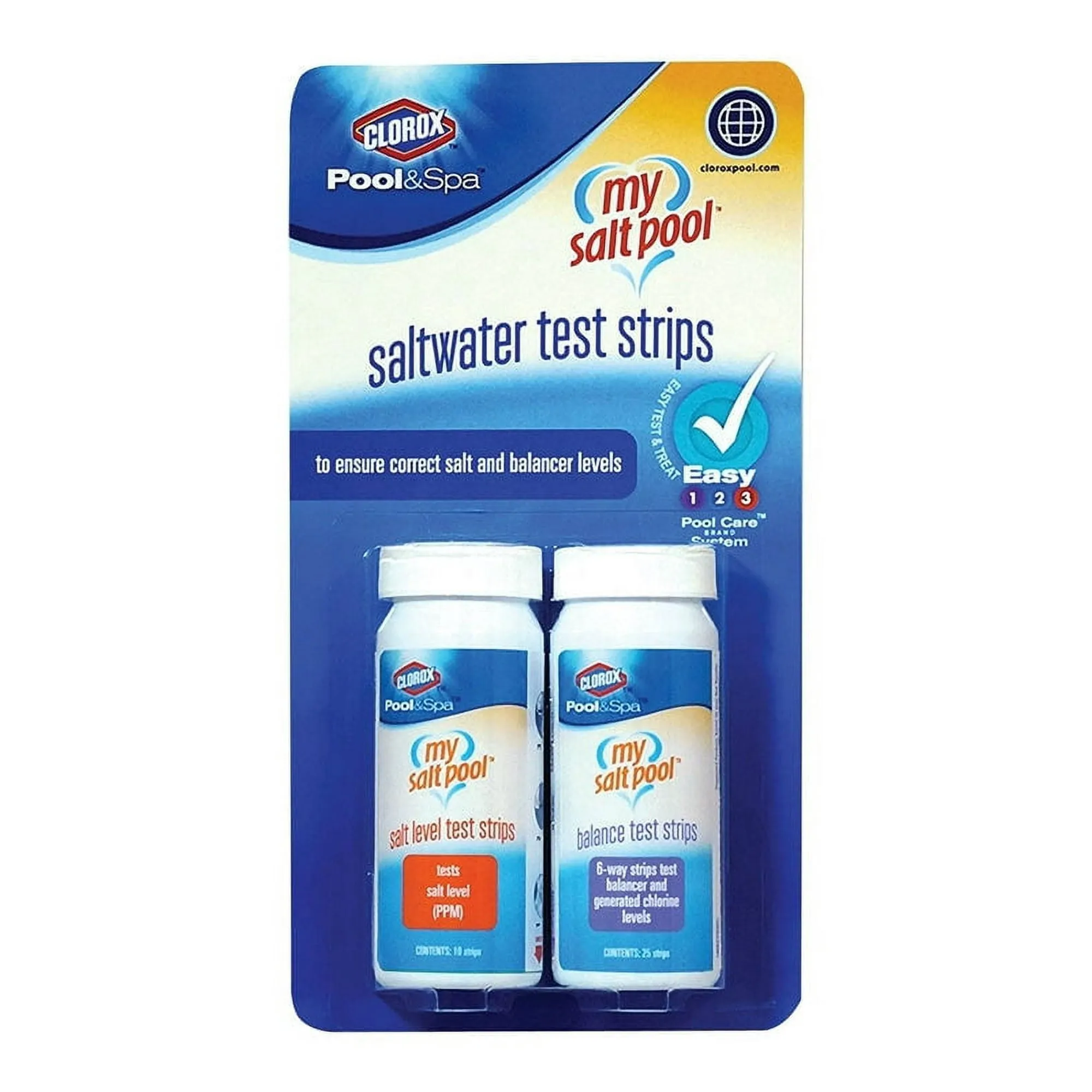 Clorox Pool&Spa Salt Pool Test Strips for Pool Water Testing, 25 Six-Way and 10 Salt Level