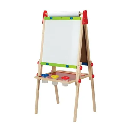 Award Winning Hape All-in-One Wooden Kid's Art Easel with Paper Roll and Accessories Cream, L: 18.9, W: 15.9, H: 41.8 inch