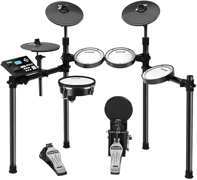 HXW SD615 Electric Drum Set With Mesh Heads 8 Piece Electronic Drum Kit, Dual-zone Snare and Cymbals With Choke, 447 Sounds, 50 Kits, Rubber Kick Tower, Solid Racks