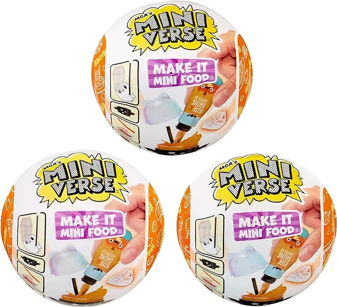 MGA's Miniverse Make It Mini Food Pumpkin Spice 3-Pack Series 1 Mini Collectibles, Seasonal, Blind Packaging, DIY, Resin Play, Replica Food, NOT Edible, Collectors, 8+