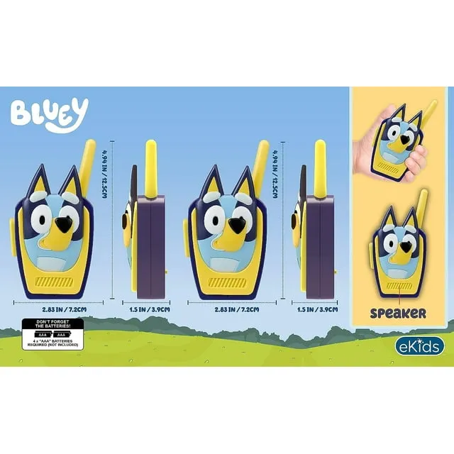 ekids Bluey Toy Walkie Talkies for Kids, Indoor and Outdoor Toys for Kids and Fans of Bluey Toys for Toddlers