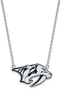 Nashville Predators Large (3/4 Inch) Enamel Pendant w/Necklace (Sterling Silver)