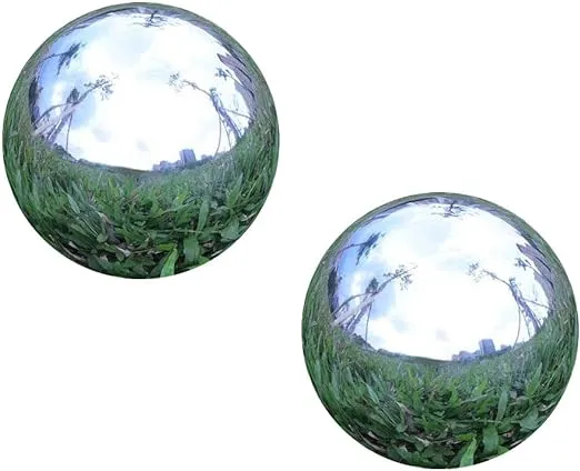 Pack of 2, Stainless Steel Hollow Gazing Ball Mirror Polished Shiny Sphere for Home Garden Ornament (3 Inch)