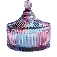 CHOOLD Luxury Colorful Tent Shaped Crystal Candy Jar with Lid,Clear Glass Apothecary Jar Wedding Candy Buffet Jar Food Jar - 10 oz