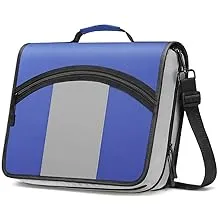 MoKo Zipper Binder, 3 inch 3 Ring Binder with Zipper, 600 Sheet Capacity Multi-Pocket School Binder Organizer, Handle and Shoulder Strap Included, Blue & Gray