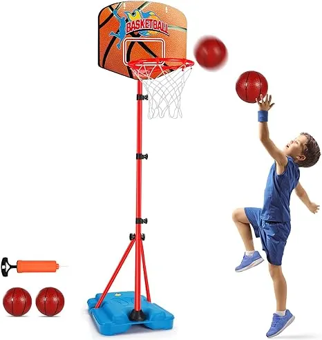 Toddler Basketball Hoop Stand Adjustable Height 2.5 ft -6.2 ft Indoor Basketball Goal Toy with Ball Pump for Kids Boys 2 3 4 5 6 7 8 Years Old Indoor Outdoor Toys Age 1-3 4-8 Yard Games Gifts