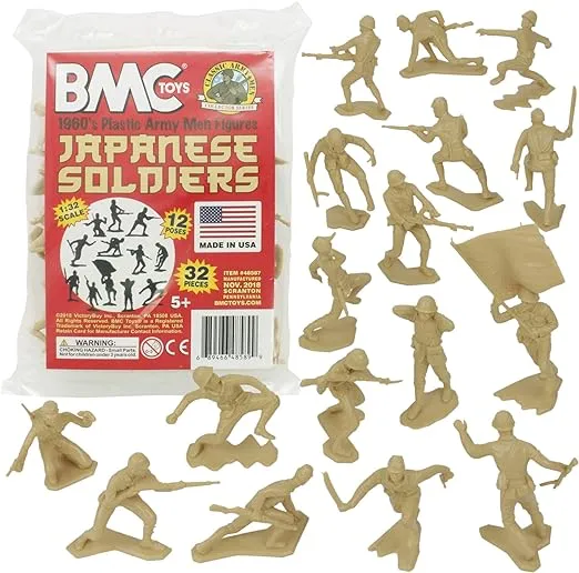 BMC Classic Marx Japanese Plastic Army Men - 32pc WW2 Soldier Figures Made in USA