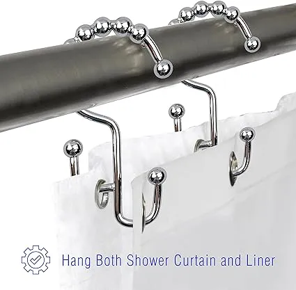 2 Lb Depot Shower Curtain Hooks Rings Chrome Finish Premium 12 for Shower Rods