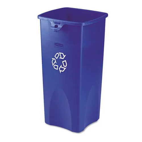 Rubbermaid Commercial FG356973BLUE 23 Gallon Plastic Recycled Untouchable Square Recycling Container - Blue