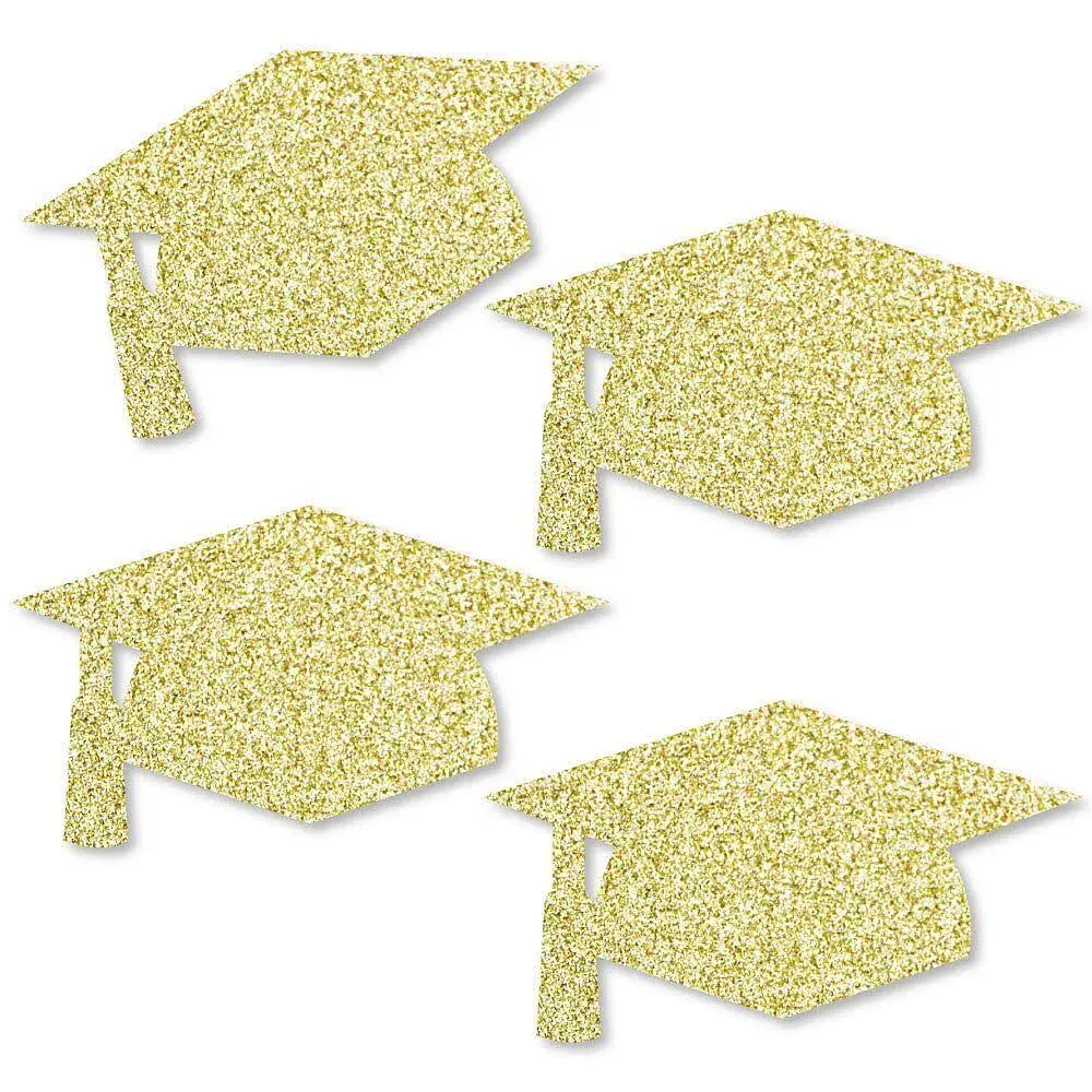 Big Dot of Happiness - Gold Glitter Grad Cap - No-Mess Real Gold Glitter Cut-Outs ...