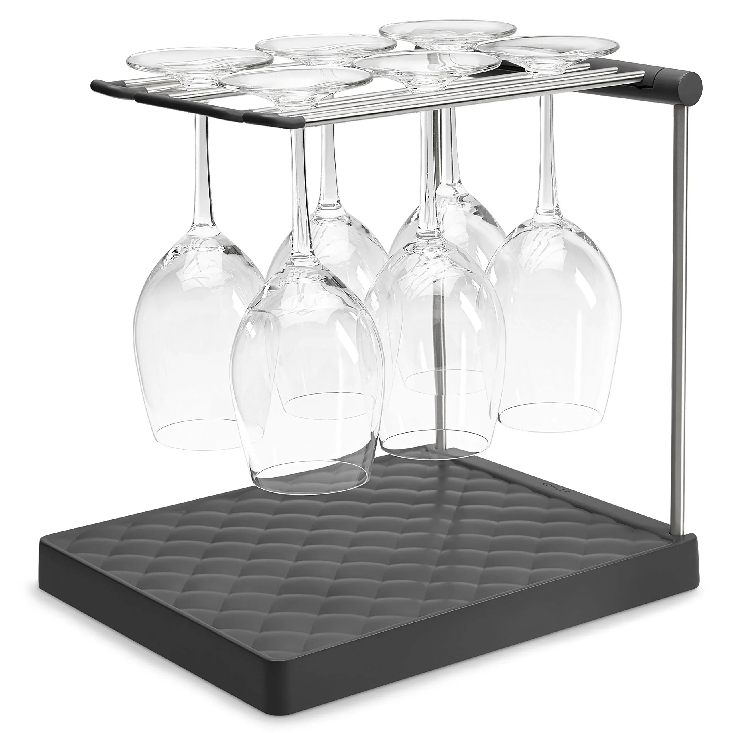 KOHLER K-8628-CHR Wine Glass Drying Rack, Wine Glasses Rack Organizer, Folding 