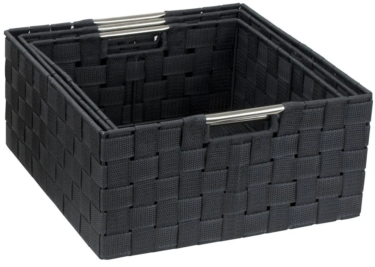 Sorbus Storage Box Woven Basket Bin Container Tote Woven Strap Style (Gray)