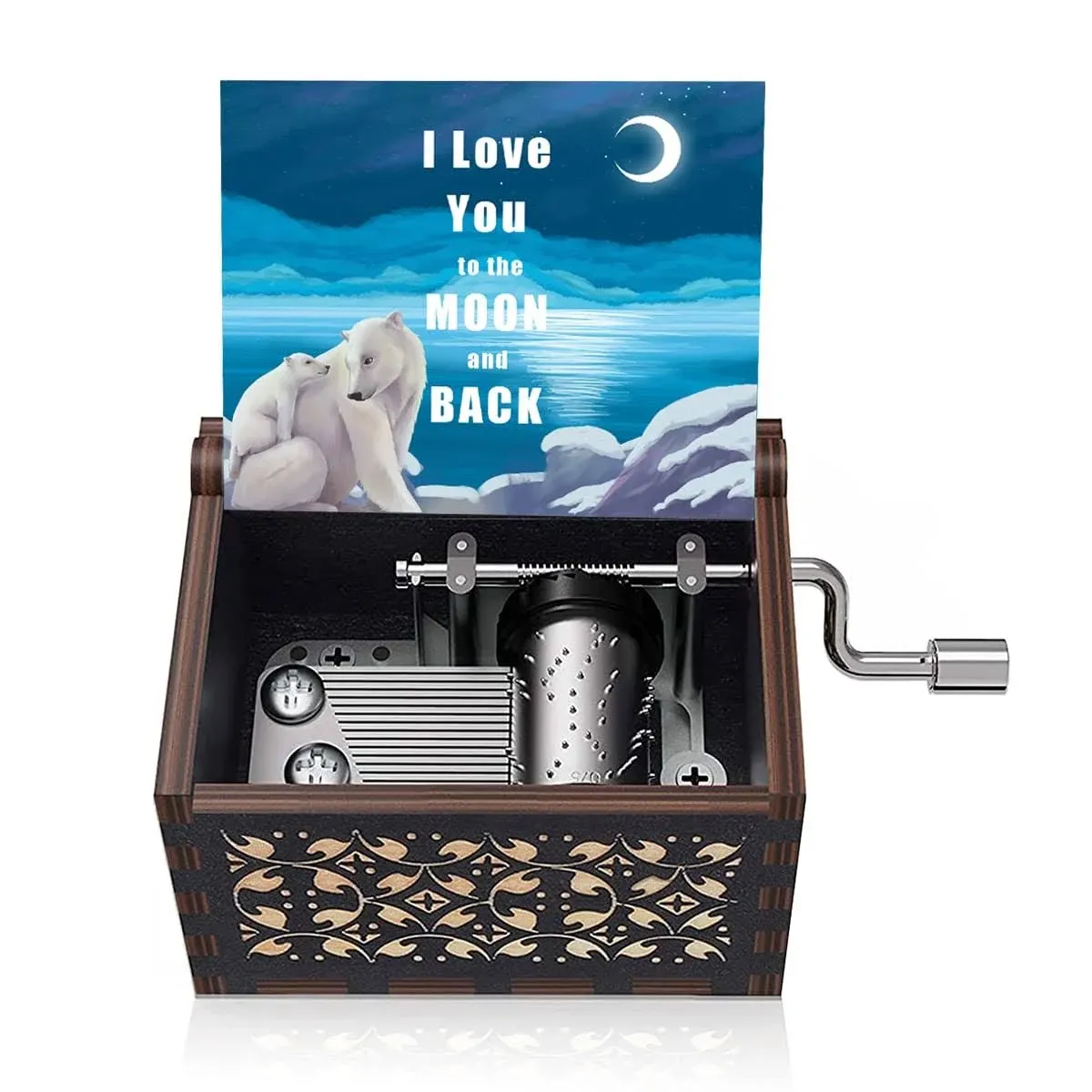 I Love You to The Moon and Back Music Box Gift for Daughter Son Girls Birthday Anniversary Valentine from Dad Mom Hand Crank Musical BoxI Love You to The Moon and Back Music Box Gift for Daughter Son Girls Birthday Anniversary Valentine from Dad Mom Hand