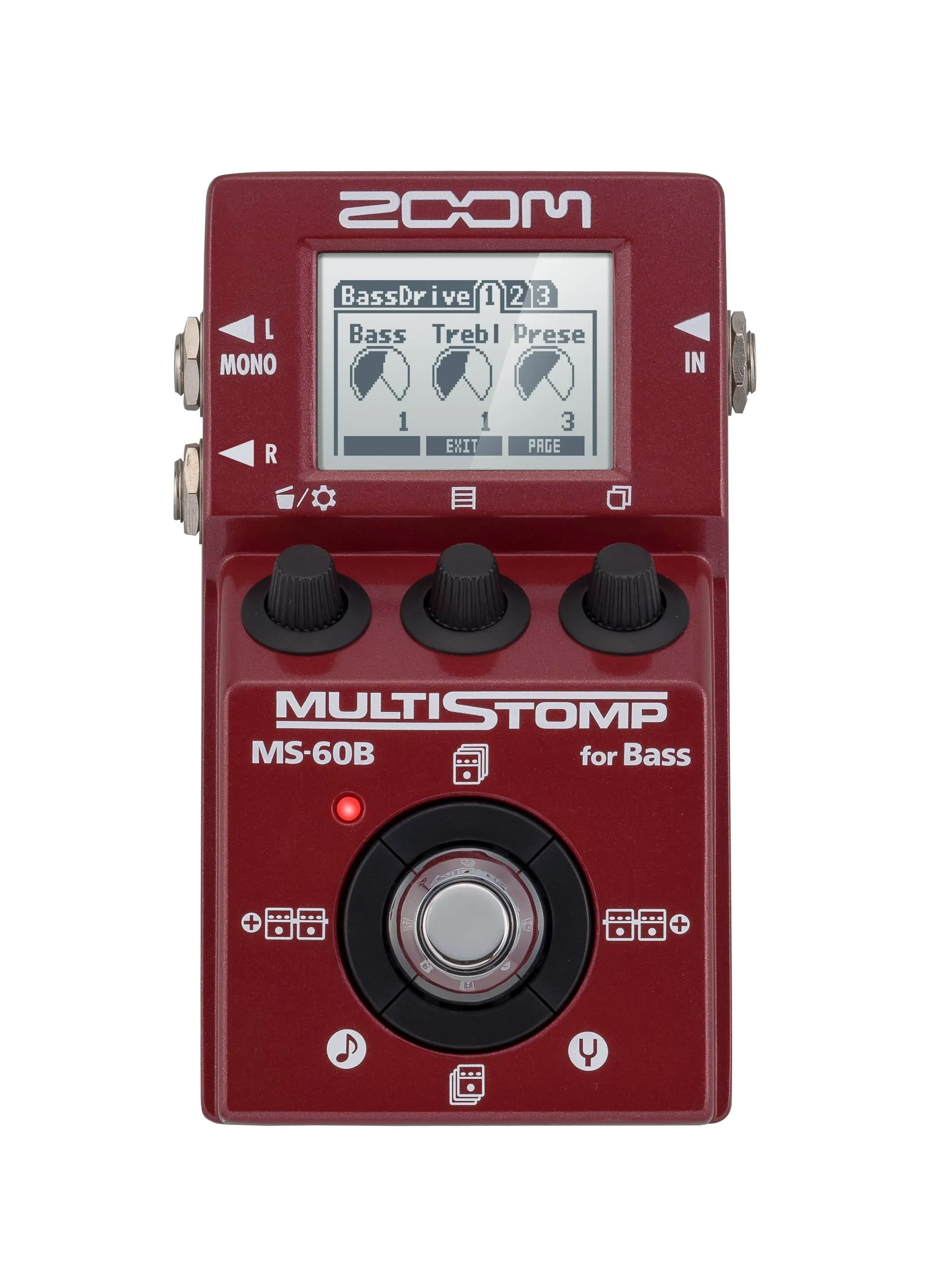 Zoom MS-60B MultiStomp Bass Guitar Effects Pedal, Single Stompbox Size, 58 Built