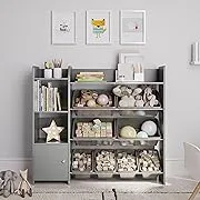 Toy Storage Organizer with Bookshelf, Kids Playroom Organization Shelving Unit with Removable Storage Bins & Safety Anti-Tip Bracket, White