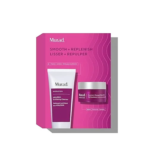 Murad Murad Smooth + Replenish Set: Aha/Bha Cleanser 200Ml + Nutrient Charged Water Gel 50Ml --2Pcs