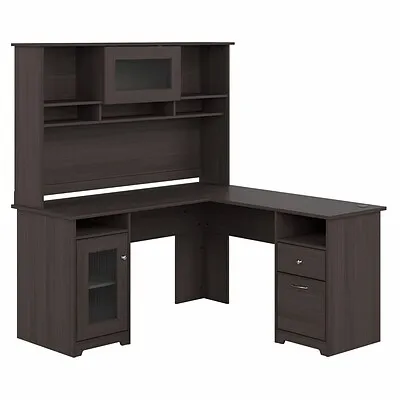 Bush Furniture Cabot L Shaped Desk with Hutch, Heather Gray (CAB001HRG)