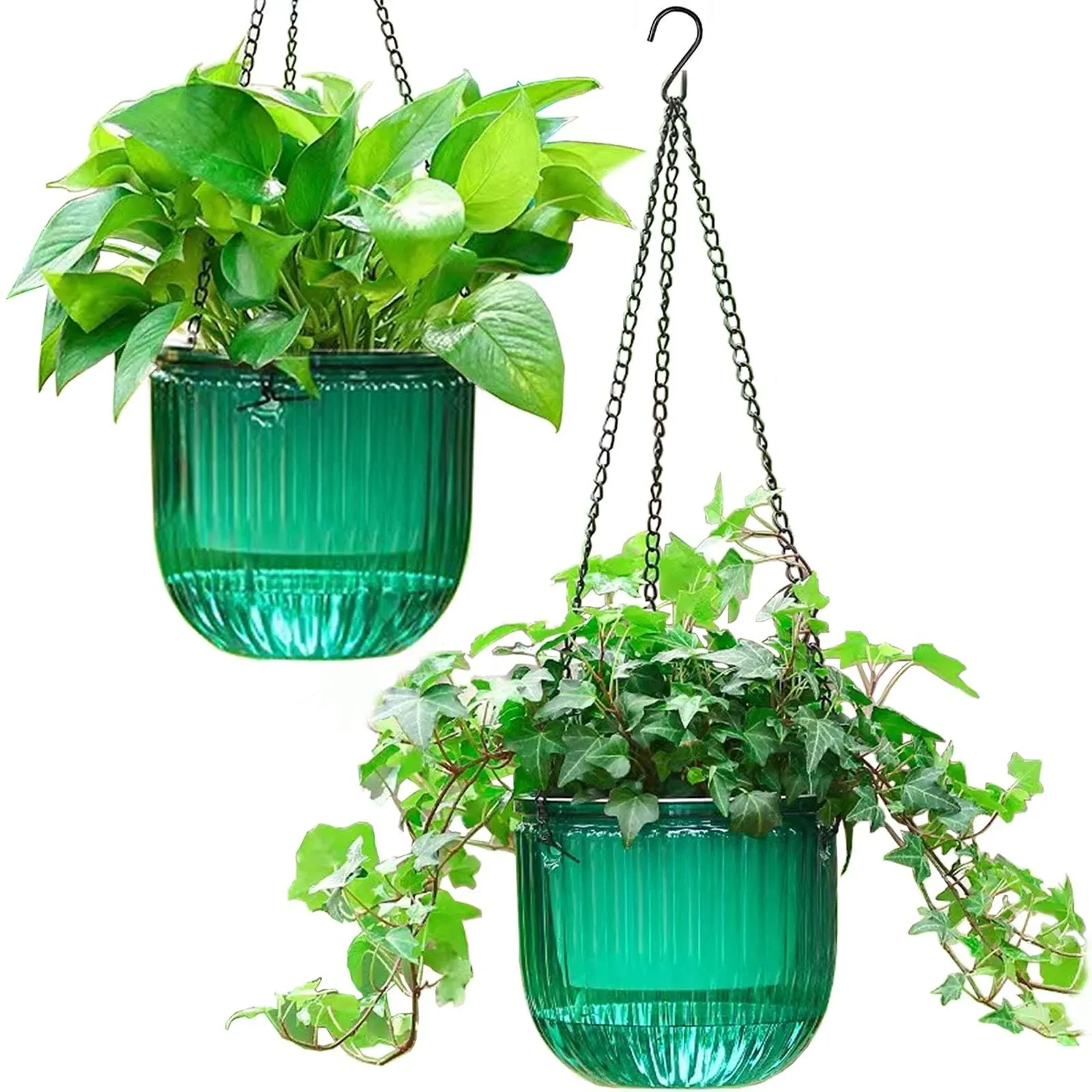 2 Pack Self Watering Planters Indoor Hanging Flower Pots, 6.5 Inch Outdoor K1