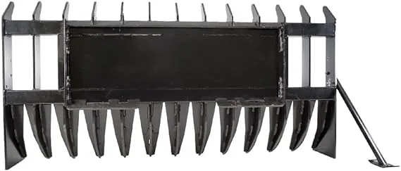 Titan Attachments Skid Steer Root Rake Attachment 72in Wide, Universal Quick Tach Hookup, Root Clearing Brush Rake, Land Clearing Site Prep Implement, Roll Debris, Silage, Brush to Burn Pile