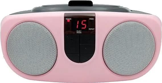 PROSCAN SRCD243 Portable CD Player with AM/FM Radio, Boombox (Pink)