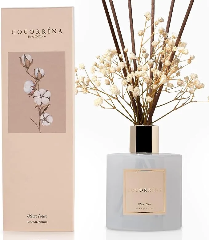 COCORRÍNA Reed Diffuser - Ocean Breeze Scented Diffuser with 8 Sticks Home Fragrance Reed Diffuser for Bathroom Shelf Decor