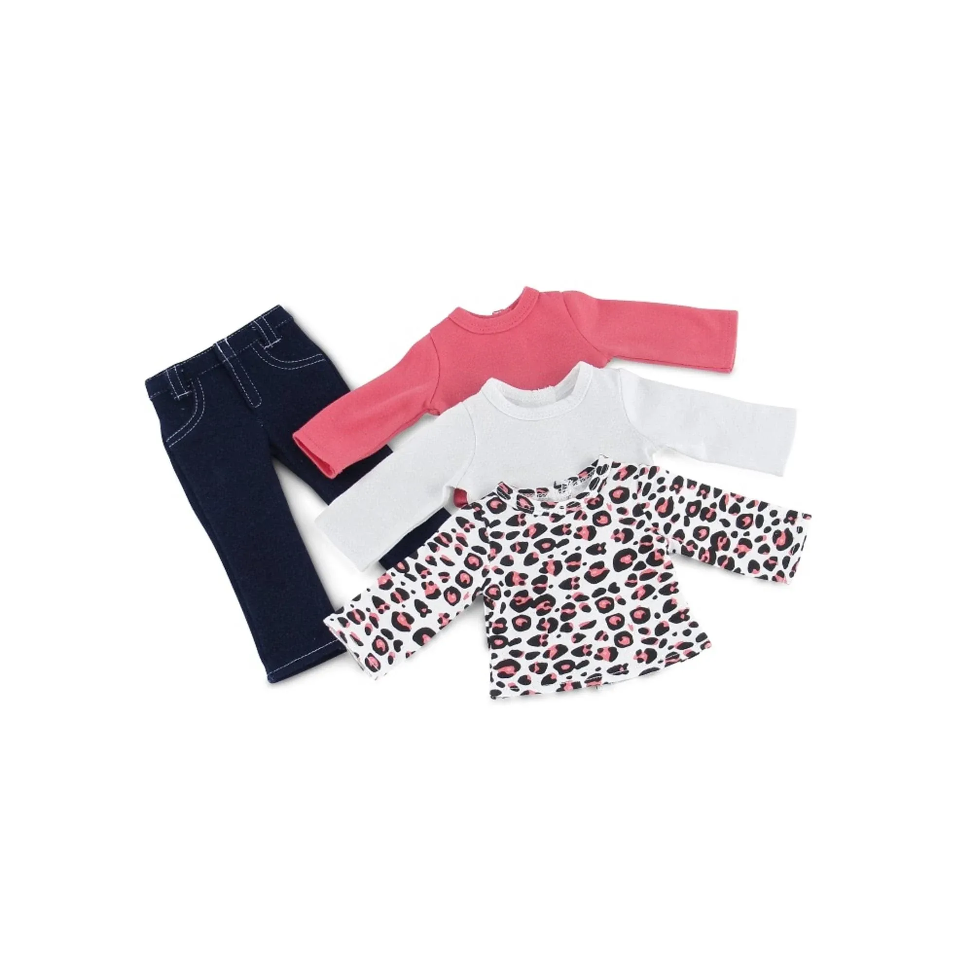 Emily Rose Doll Clothes | 18-inch Doll Stretch Jeans Accessories with 3 Soft, Long Sleeved T-Shirts Tees Value Basics Collection - 18" Doll Outfit | Gift Boxed! | Compatible with American Girl Dolls