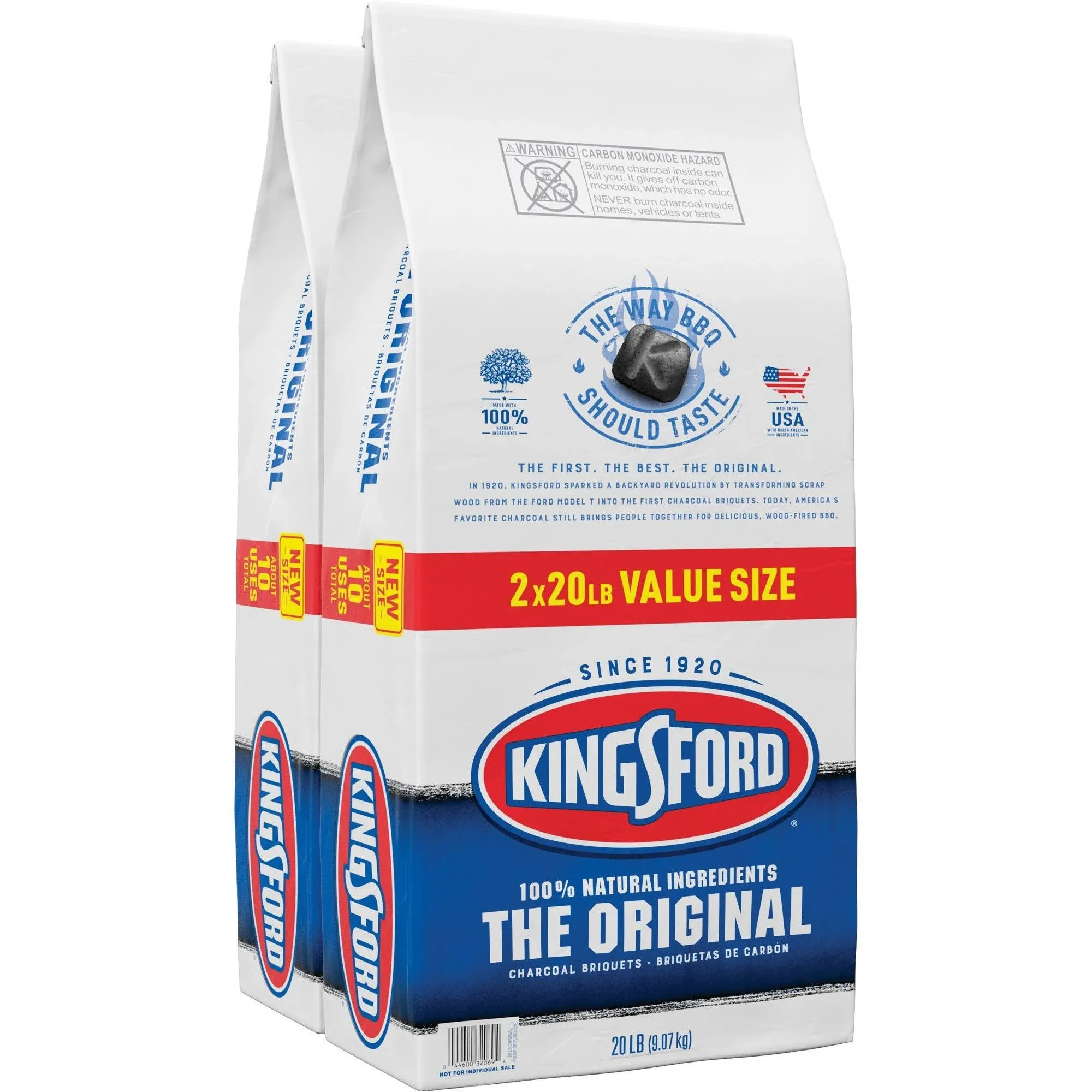 Kingsford Original Charcoal Briquettes, Two 16.7 lb Bags